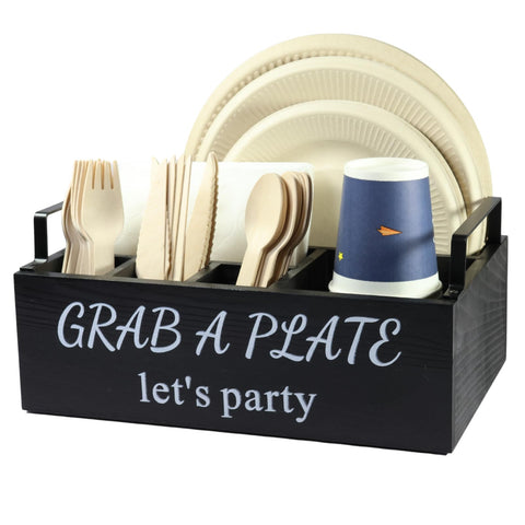 QUALLON paper plate holder with six compartments for organized serving.