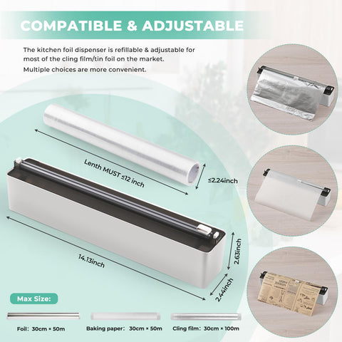 Quasziwa drawer-friendly foil organizer keeps kitchen surfaces tidy.
