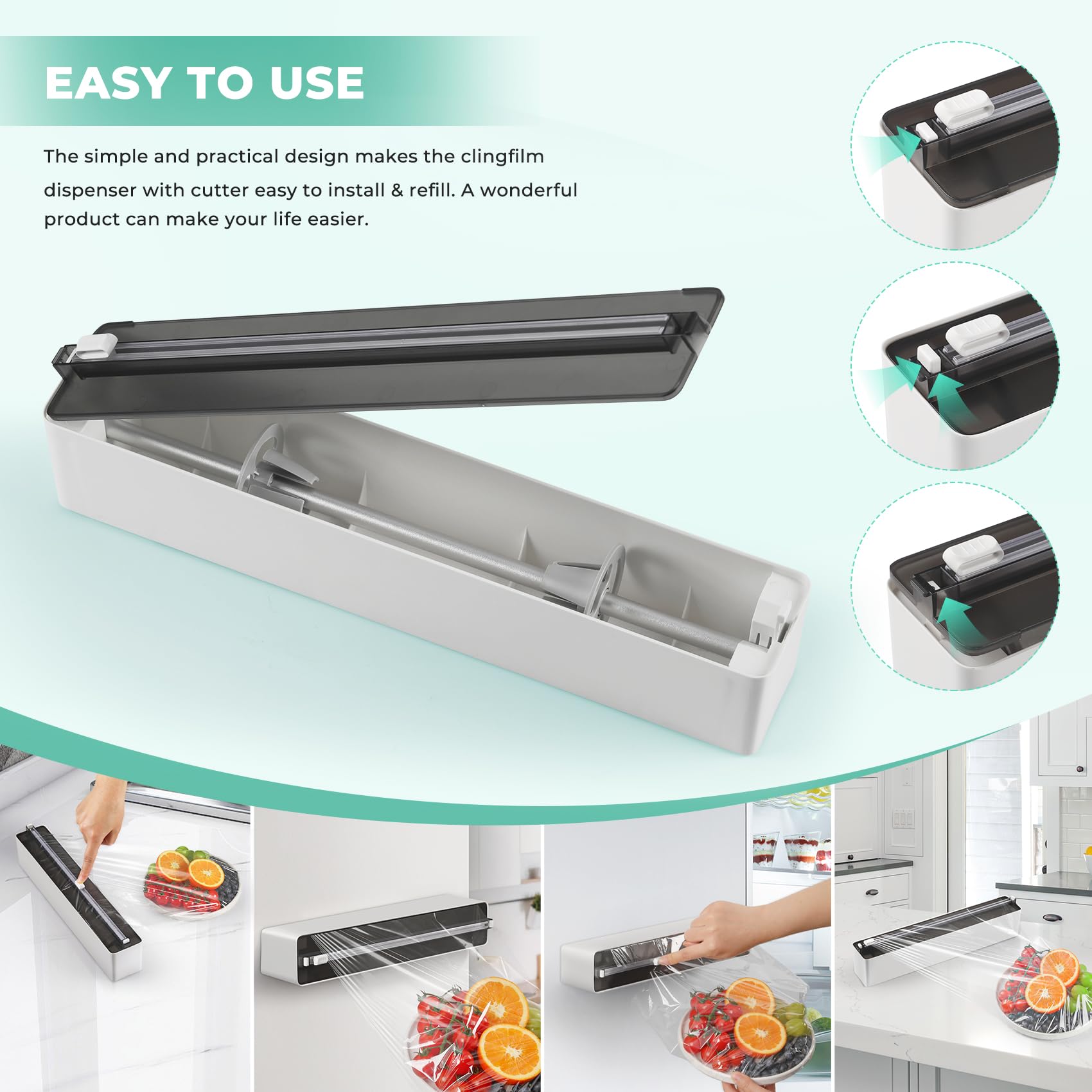 Quasziwa easy-clean ABS dispenser shown with reusable design.