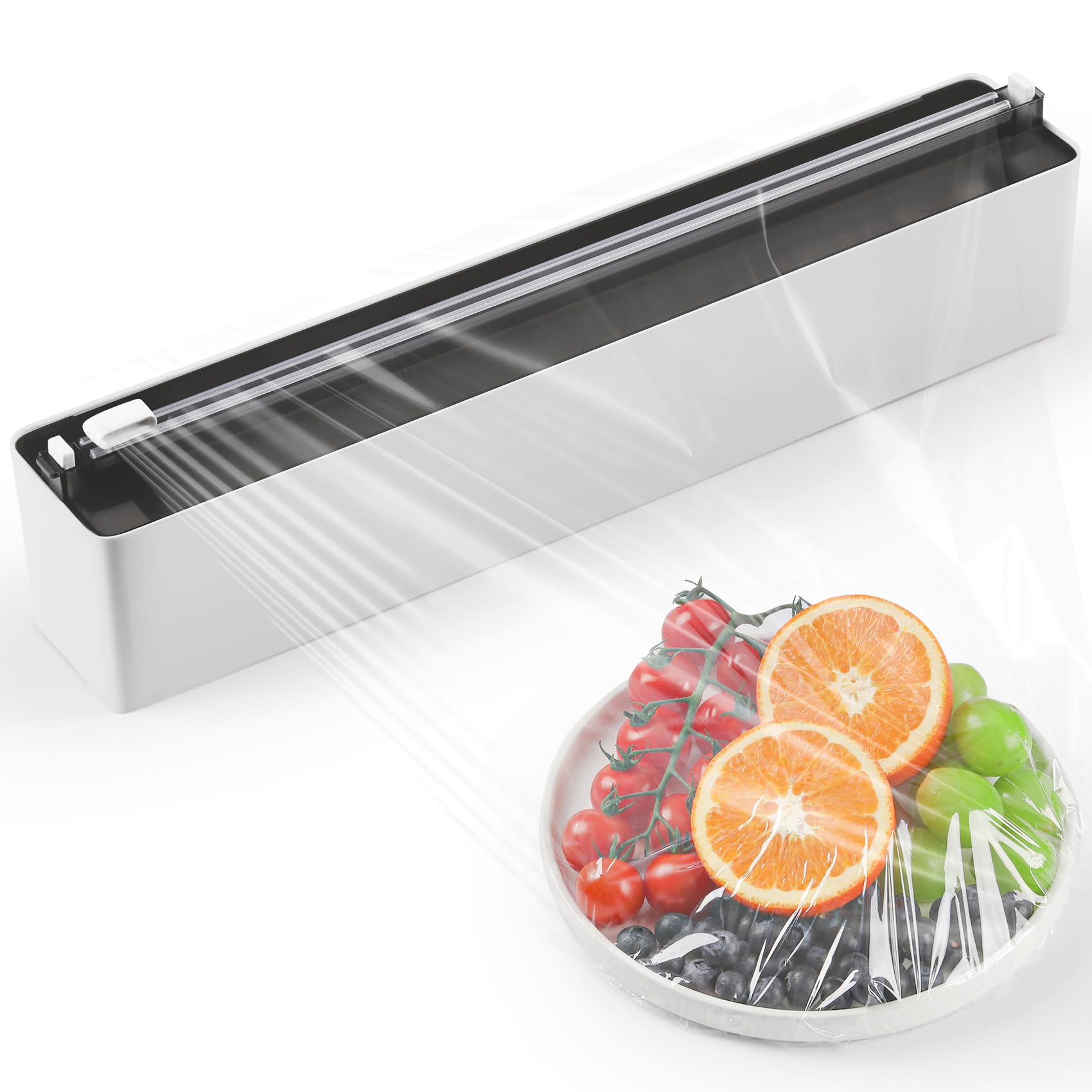 Quasziwa magnetic wrap dispenser attached to fridge for quick access to film.