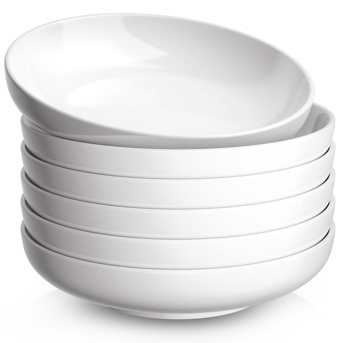 Quatish 35oz pasta bowls set of 6 with wide shallow profile for hearty servings.