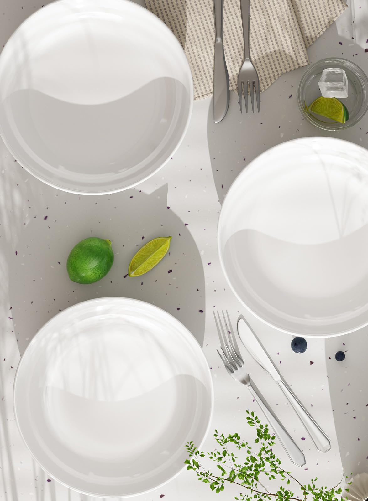 Quatish durable bone china withstands daily use with stylish simplicity.