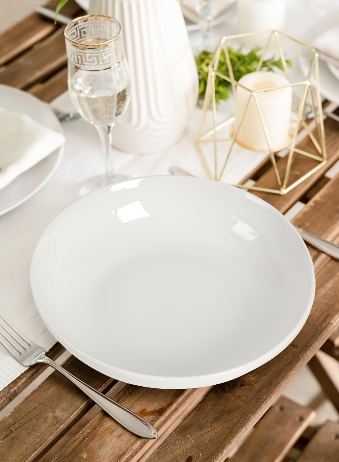 Quatish white dinnerware adds a modern touch to any table setting.