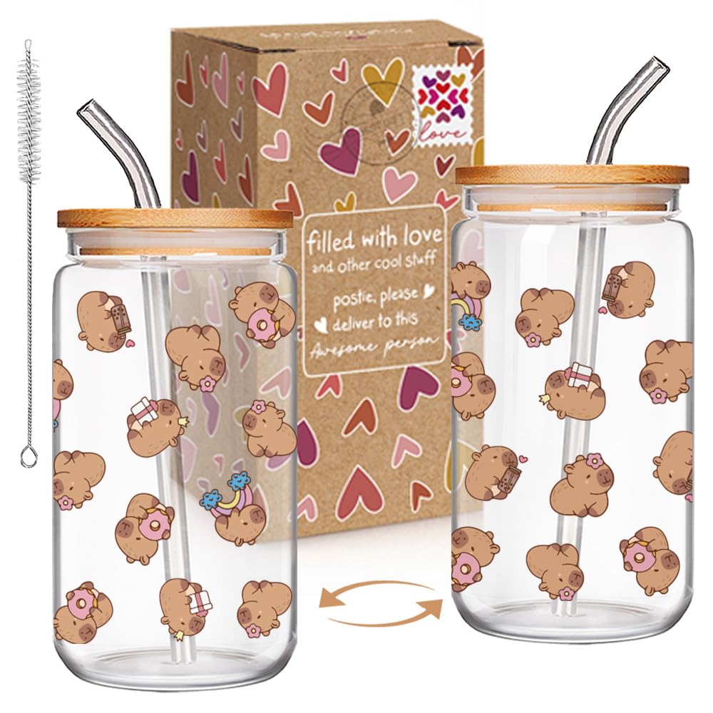 Qubereeree Capybara Cup with lid and straw for spill-free hydration on the go