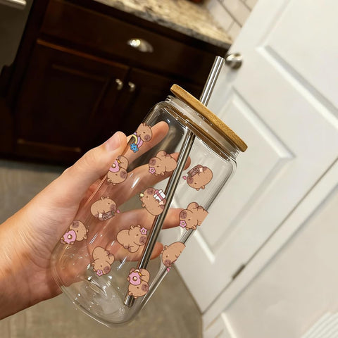 Qubereeree Capybara Cup iced coffee use in stylish glass