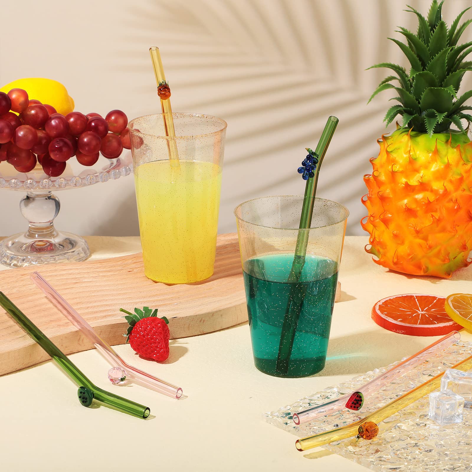 Queekay cleaning brushes included to keep glass straws spotless.