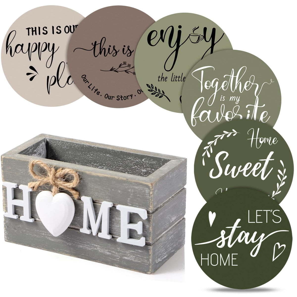 Queekay coasters set of 6 with farmhouse wood designs protecting surfaces