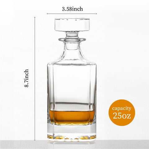 Queenstone square whiskey decanter on bar display boosts entertaining appeal