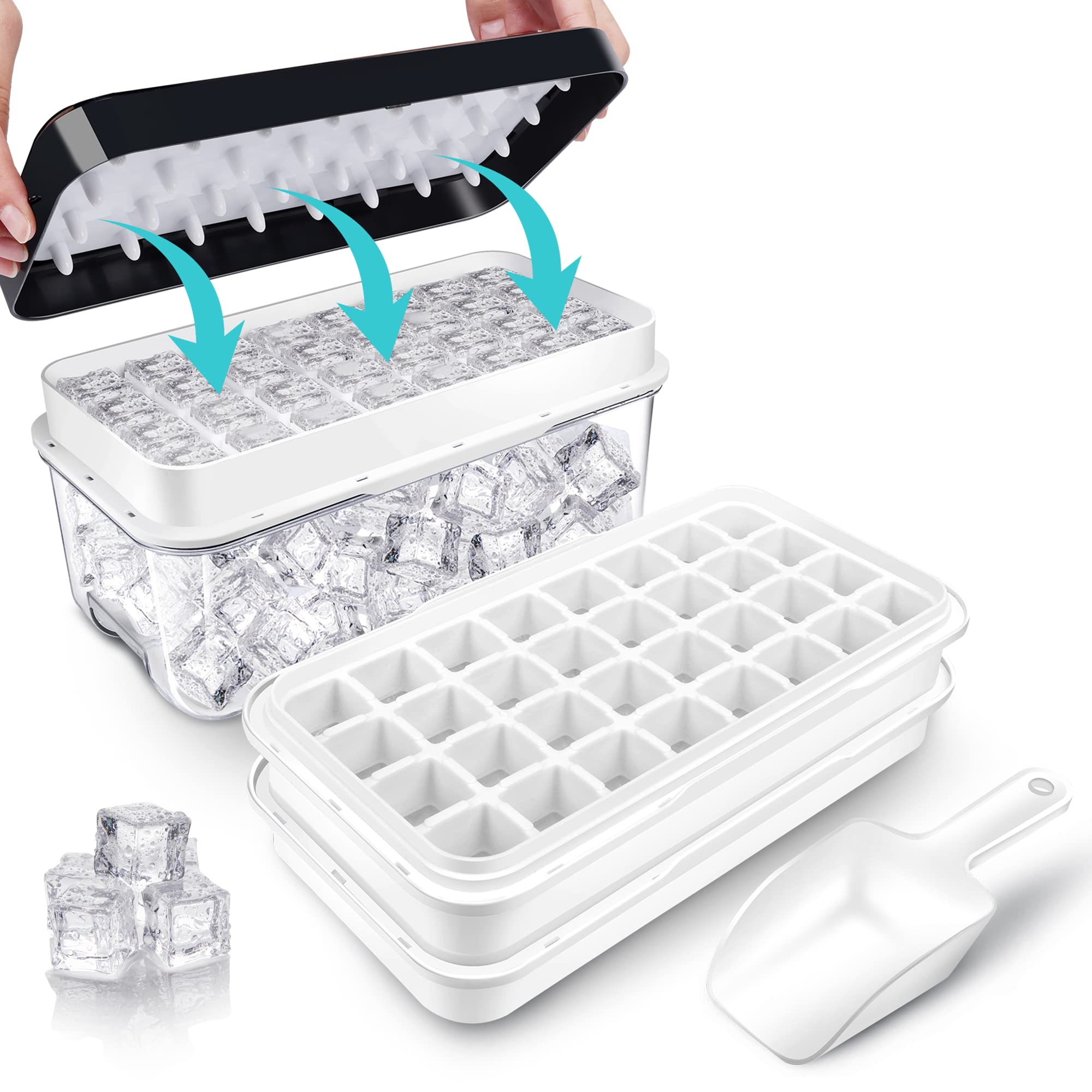 QUELIEN ice tray with stackable lids saves freezer space and keeps ice clean.