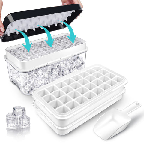 QUELIEN ice tray with stackable lids saves freezer space and keeps ice clean.