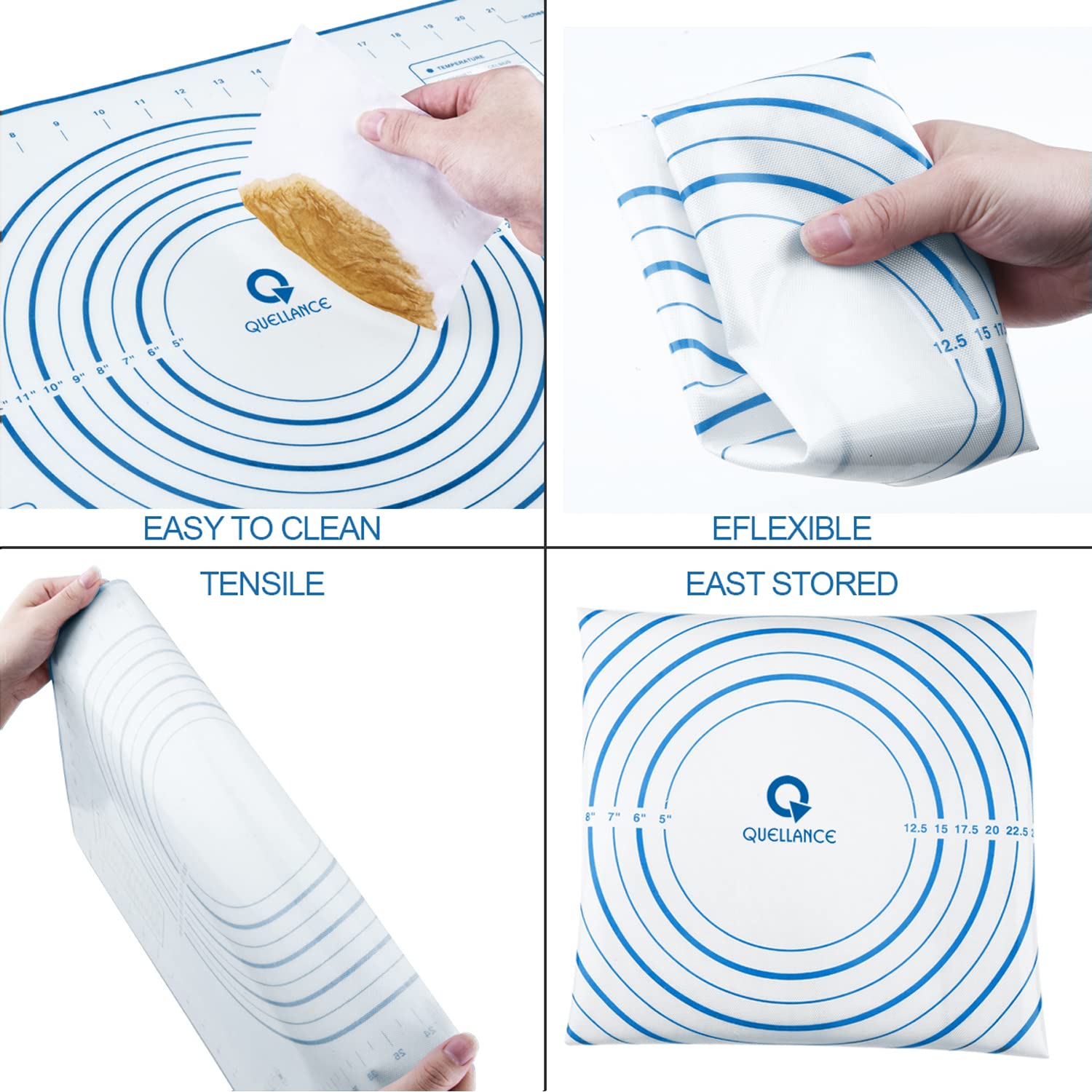 Dough rolled for pizza or pastries using QUELLANCE rolling pin.
