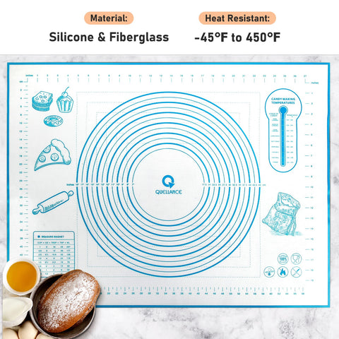QUELLANCE pastry mat showing measurement edges for precise sizing
