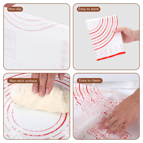 QUELLANCE pastry mat measures 23.6 by 15.7 inches for easy rolling.