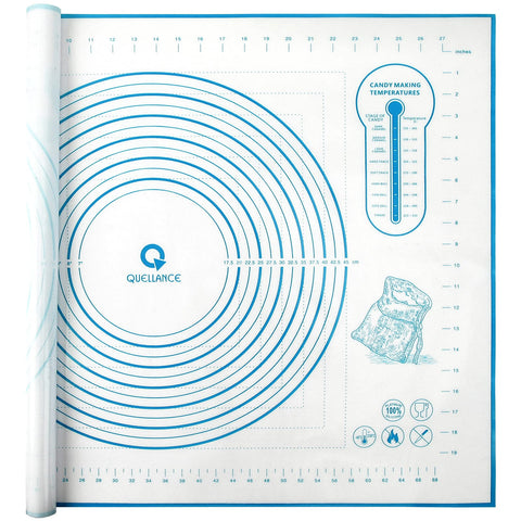 QUELLANCE silicone baking mat 24x32 blue with a smooth nonstick surface for dough rolling