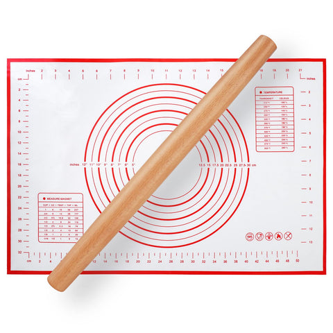 QUELLANCE wood French rolling pin with smooth finish for even dough rolling.