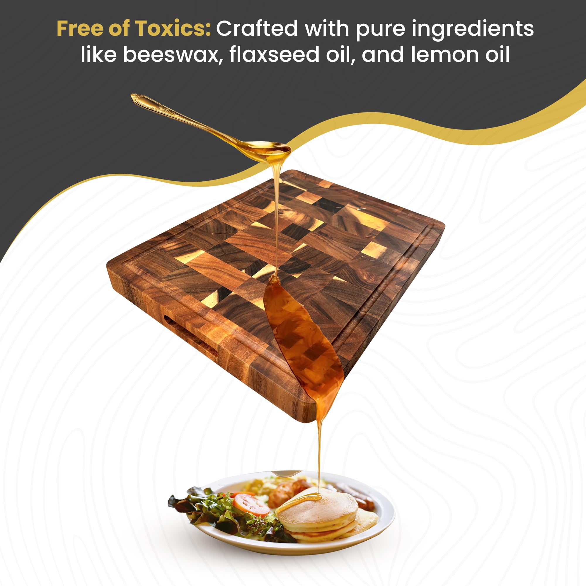 QUELLUXE spacious 20x15 inch surface for meal prep