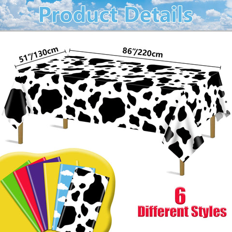 QUERICKY Story Tablecloth featuring cow pattern for a playful Western theme