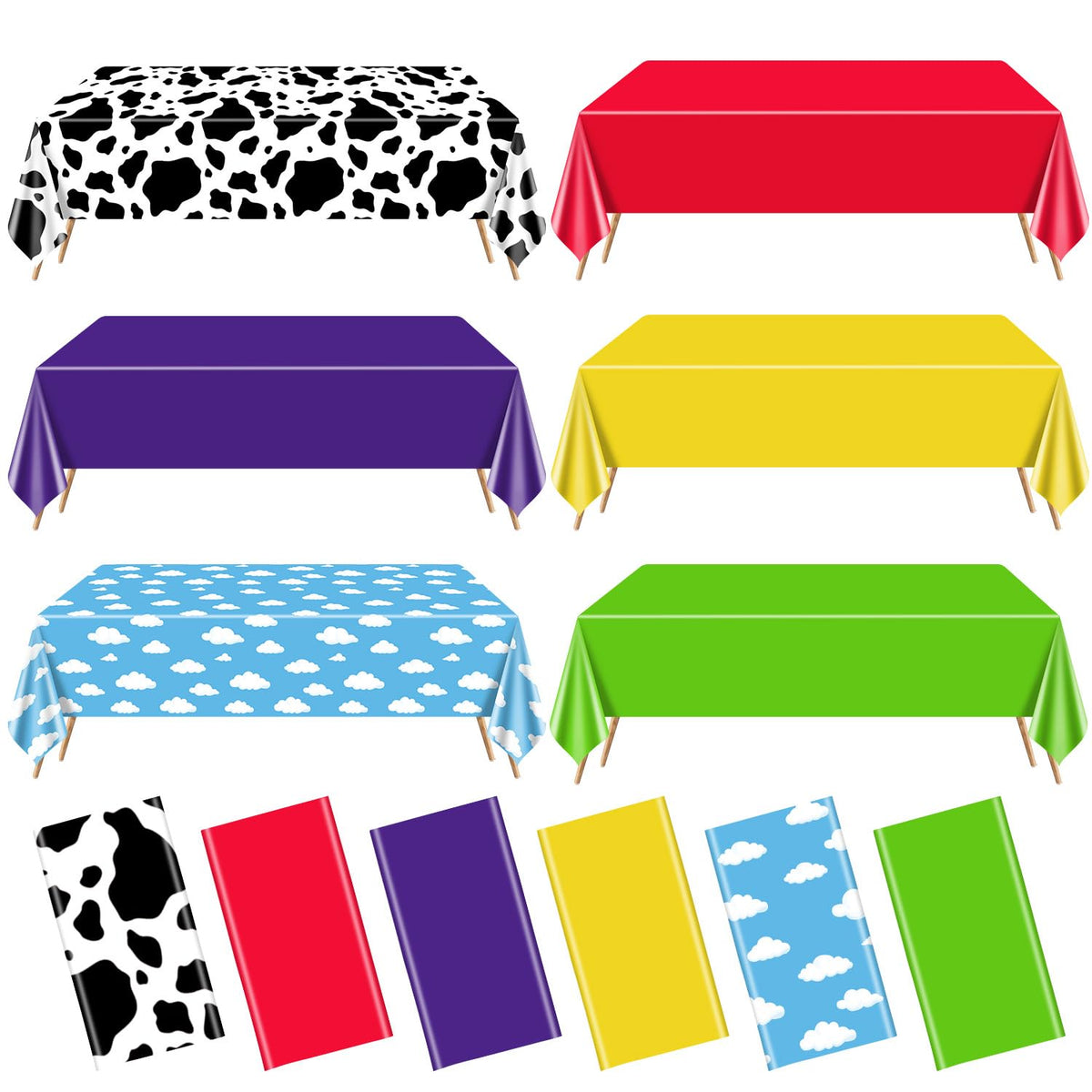 QUERICKY Story Tablecloth with sky clouds design adds bright ambiance to a party table