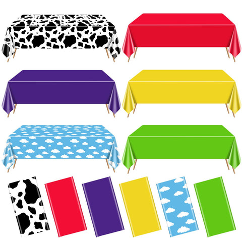 QUERICKY Story Tablecloth with sky clouds design adds bright ambiance to a party table