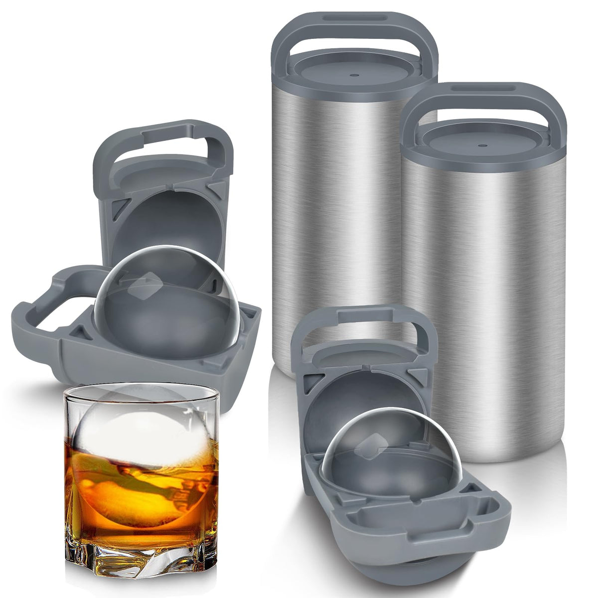 QueScxub clear ice cube mold creates crystal spheres ideal for cocktails.