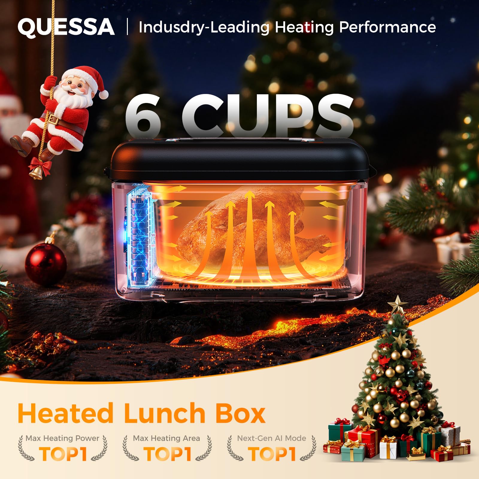 Quessa all-round heating technology ensures even warmth across the dish.