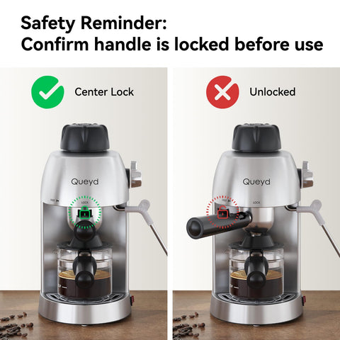 Queyd removable drip tray simplifies maintenance and counter cleanup.