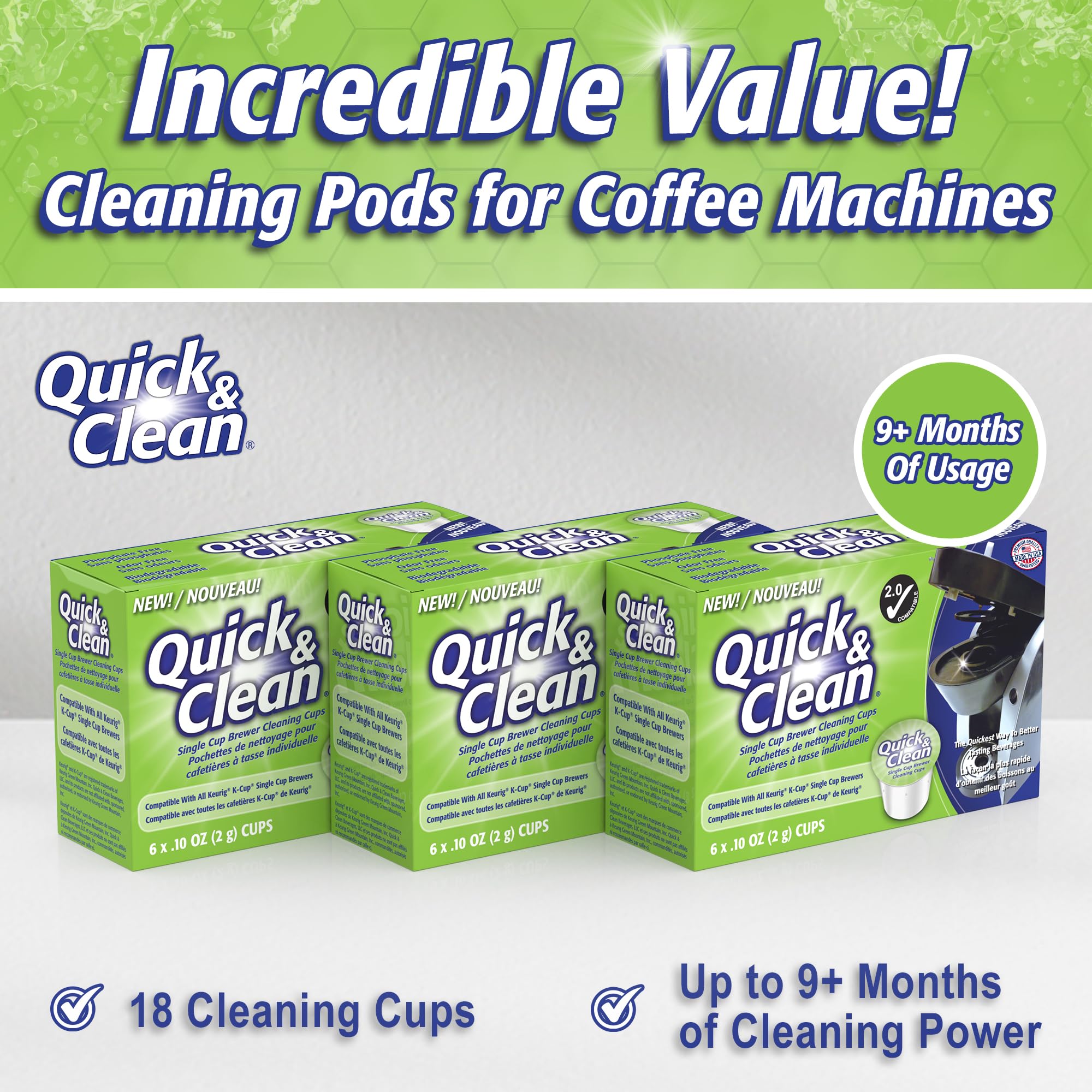Quick & Clean non-toxic formula supports safe cleaning with no harsh residues.
