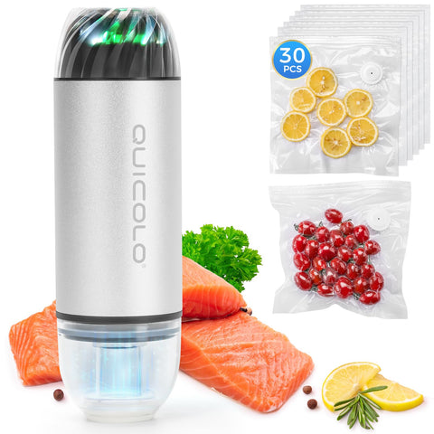 Quicolo vacuum sealer with copper motor delivering strong suction for freshness.