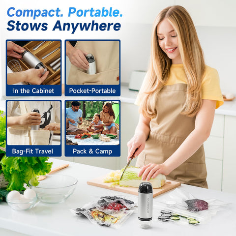 Quicolo portable handheld vacuum sealer for on-the-go use.