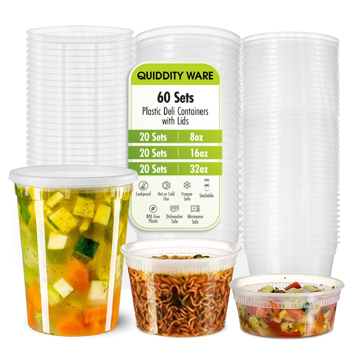 QUIDDITY WARE deli container 8oz clear for easy sauce visibility and portion control.