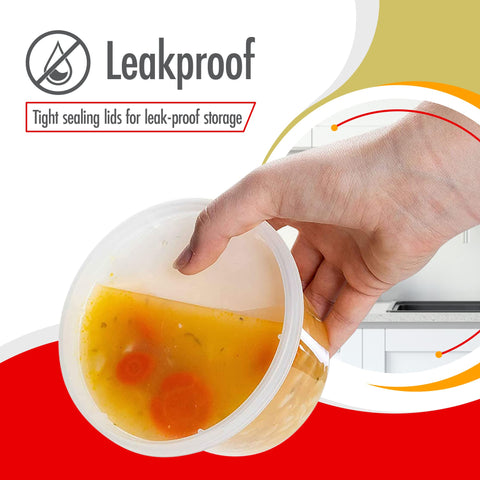 BPA-free clear plastic for safe refrigerating, freezing, and reheating meals.