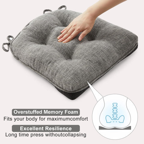 Quilmfoam dark grey cushions complement modern kitchen decor.