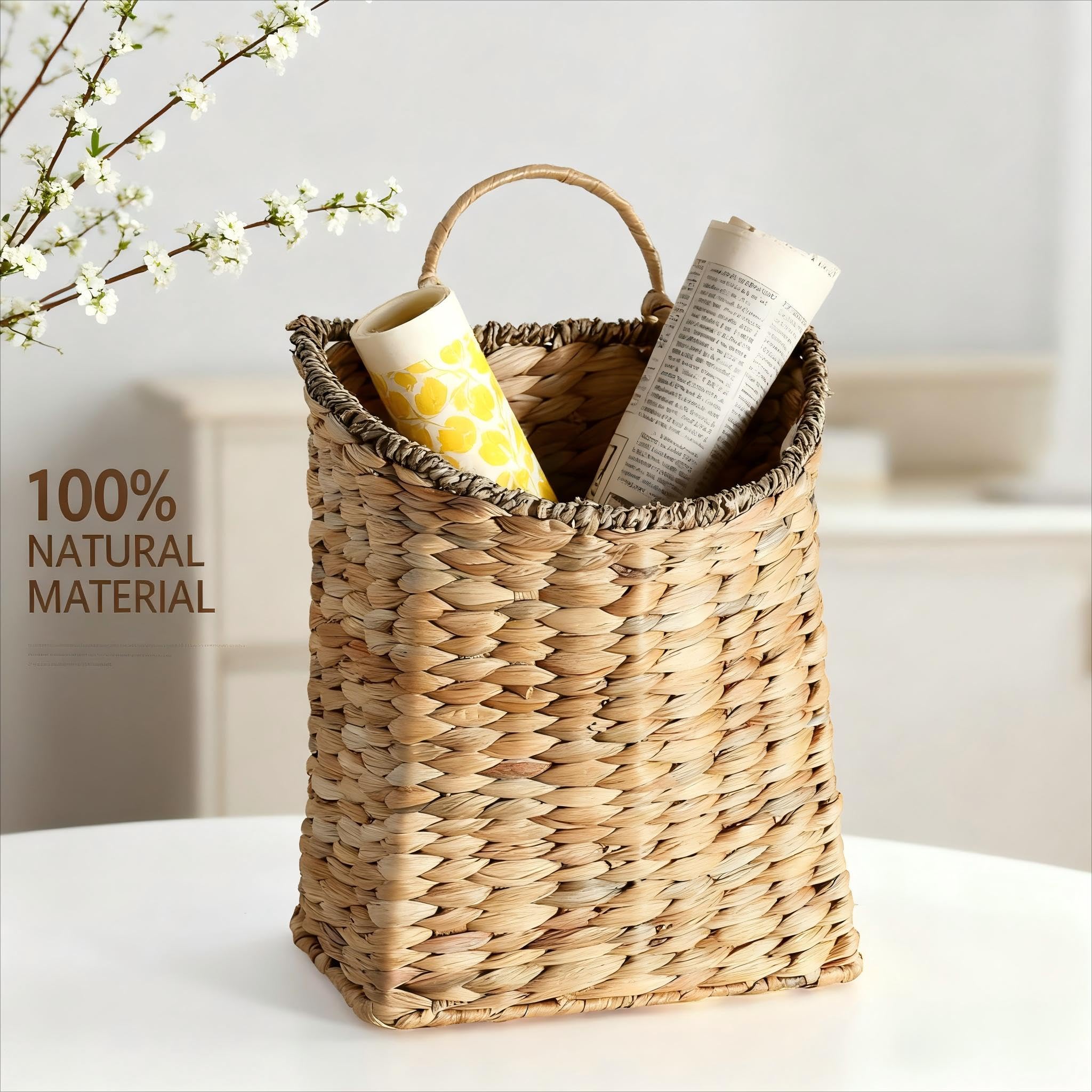 Quincry hanging wall basket displays dried flowers or fake plants elegantly.