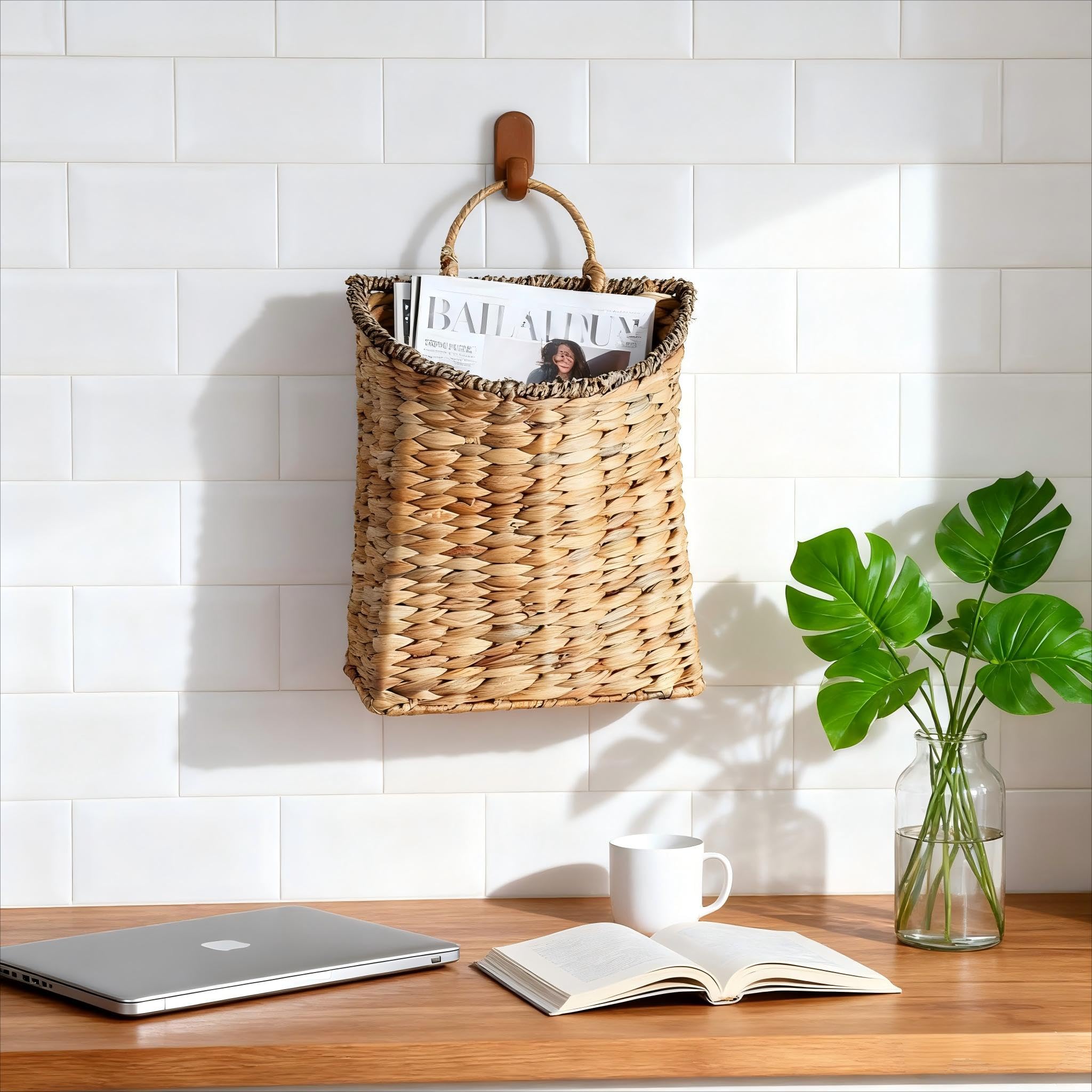 Quincry wall planter basket with a metal frame resists warping when wet.