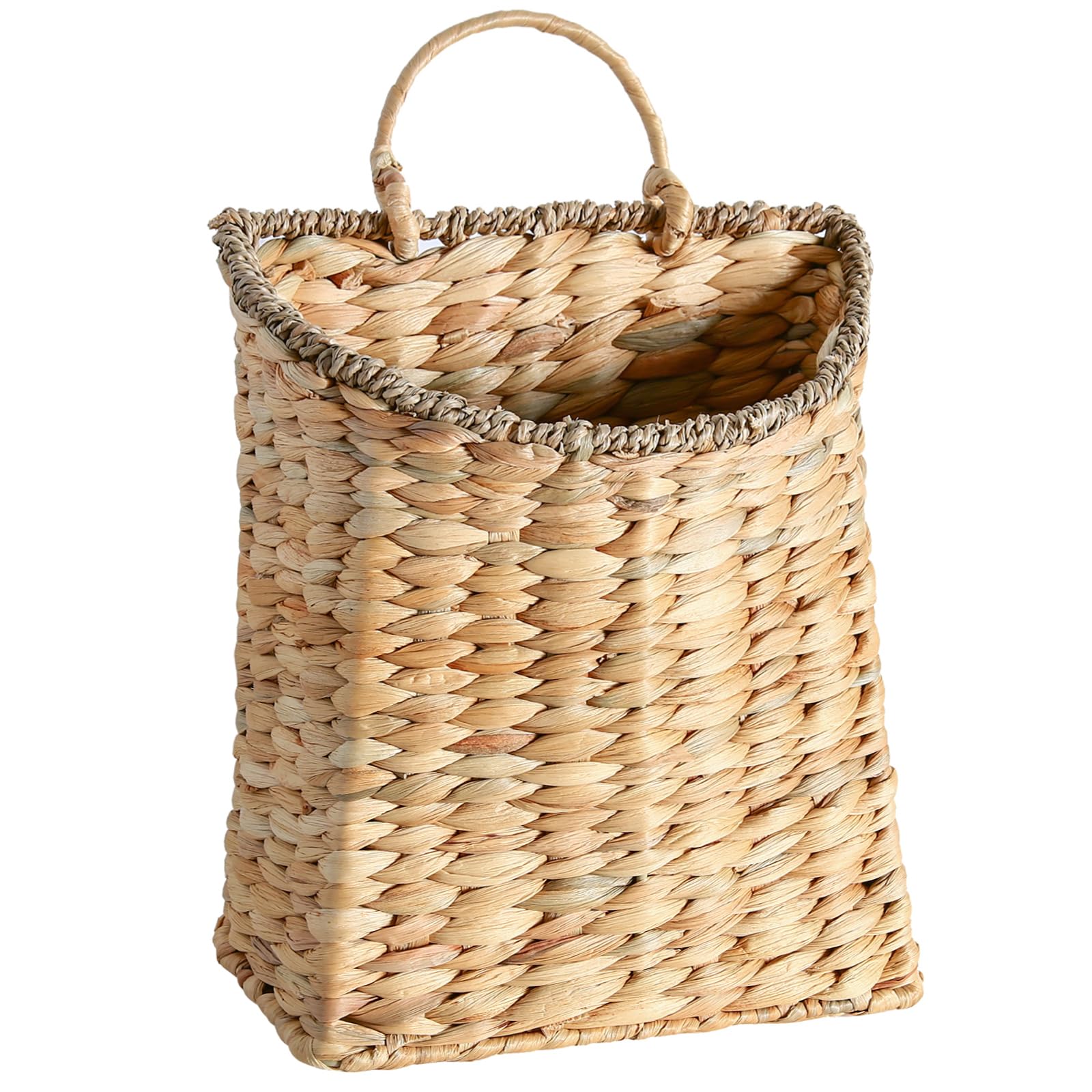 Quincry woven hanging wall basket with rattan texture ideal for front-door decor and plants.