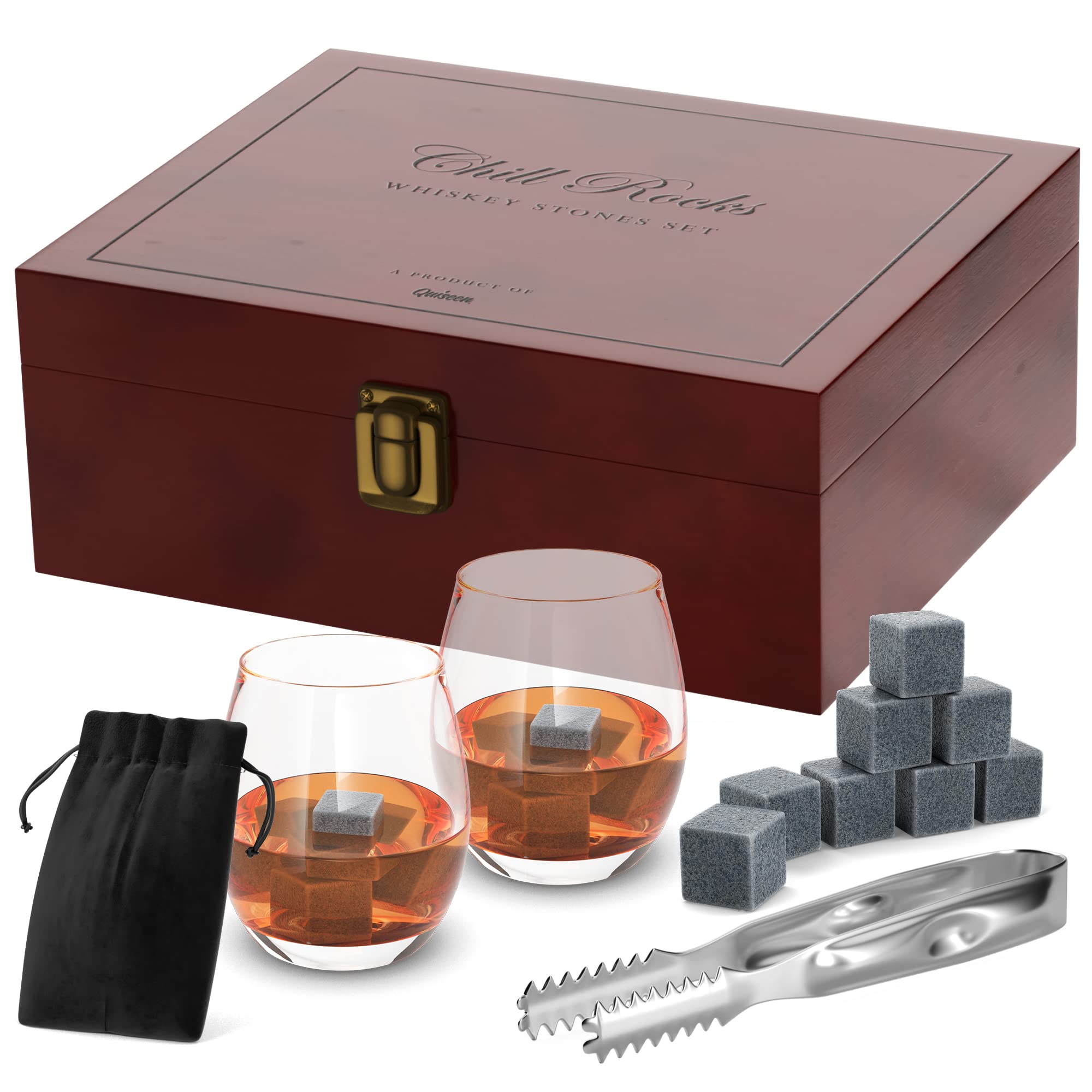 Quiseen no-spill whiskey glasses with thick, stable bases