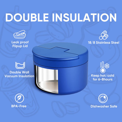 QUITES wide-mouth design in blue for easy filling and cleaning.