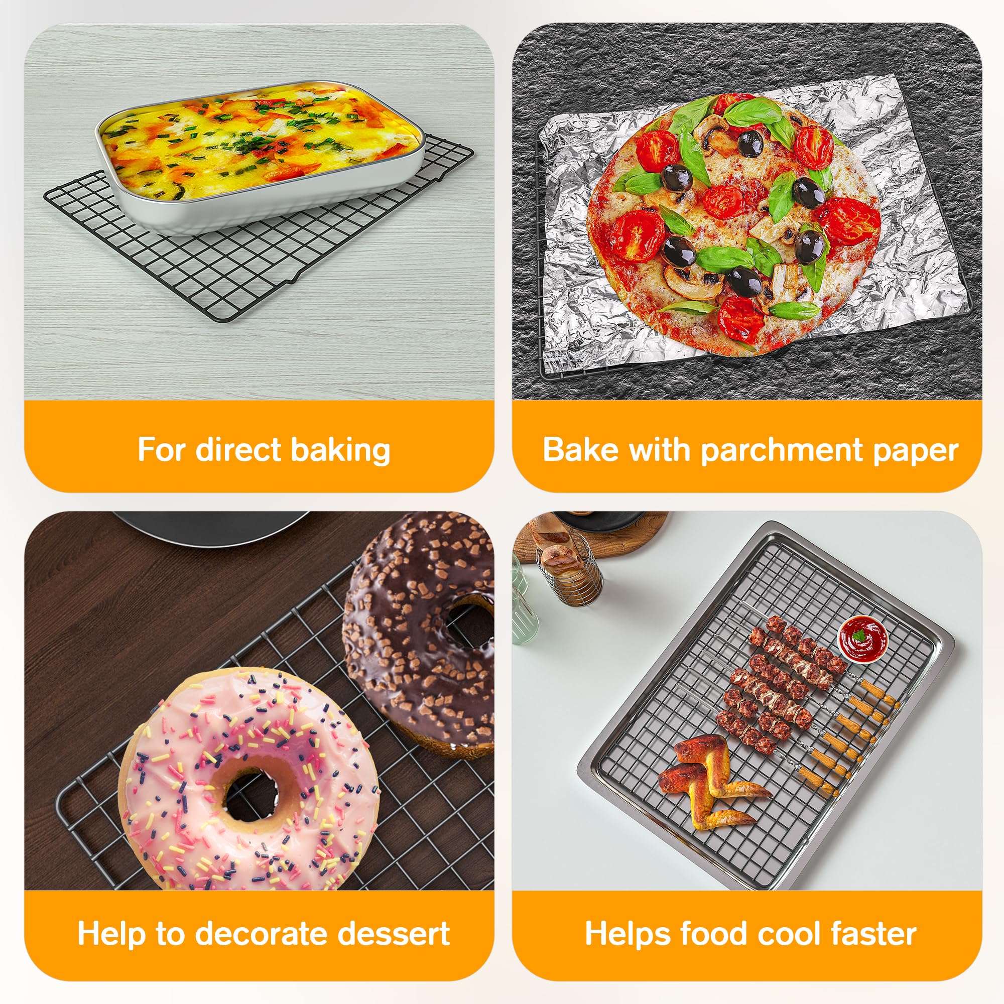 Qukaka cooling rack compatible with standard half-sheet pans for larger batches