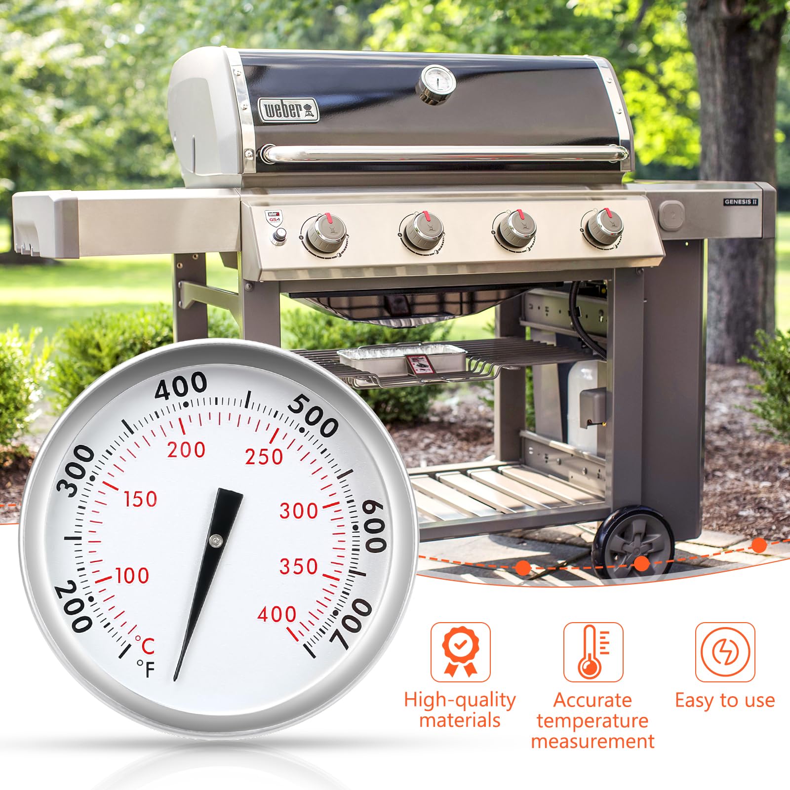 QuliMetal center-mount thermometer assembly ensures stable temperature monitoring.