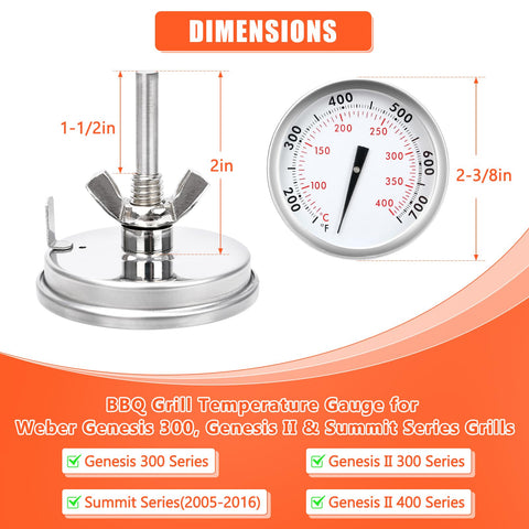 QuliMetal thermometer for Genesis II 300 installation aids quick, secure mounting.