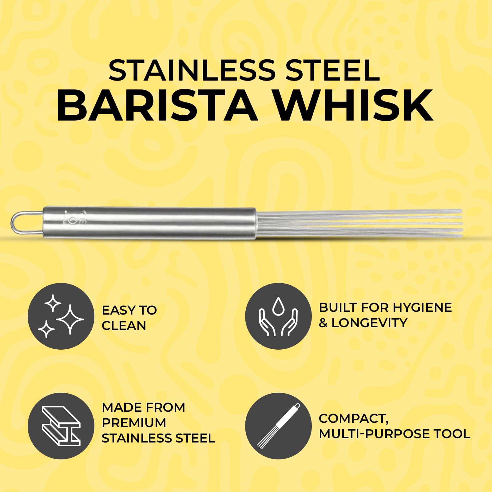 QULLAI Stanless Steel Whisk ideal for hot chocolates and creamy drinks.