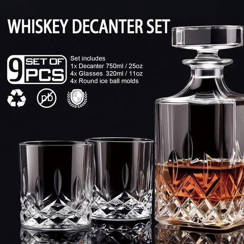 QUMMFA crystal whiskey glasses 11oz for elegant sipping