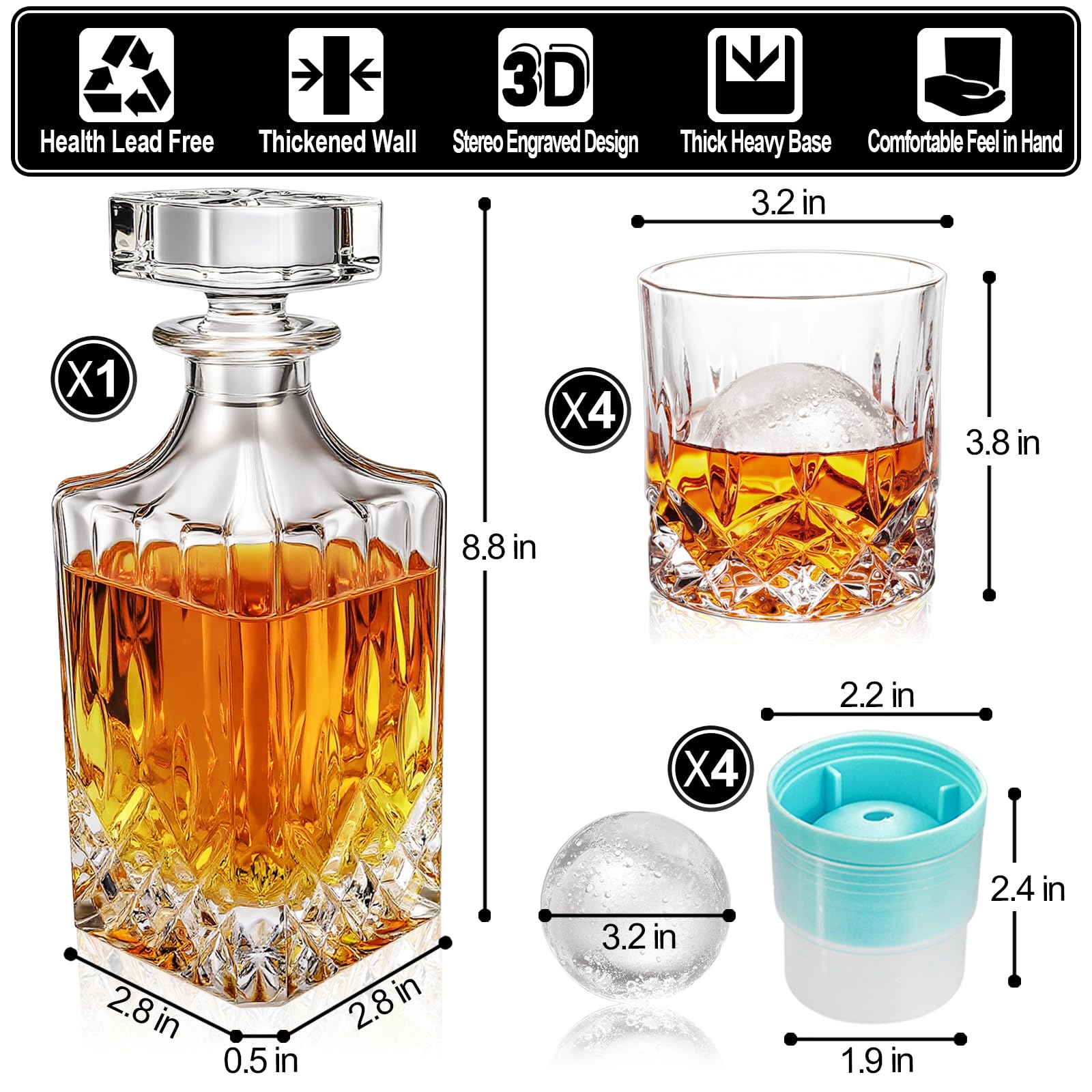 QUMMFA lead-free decanter for safe, clear pours