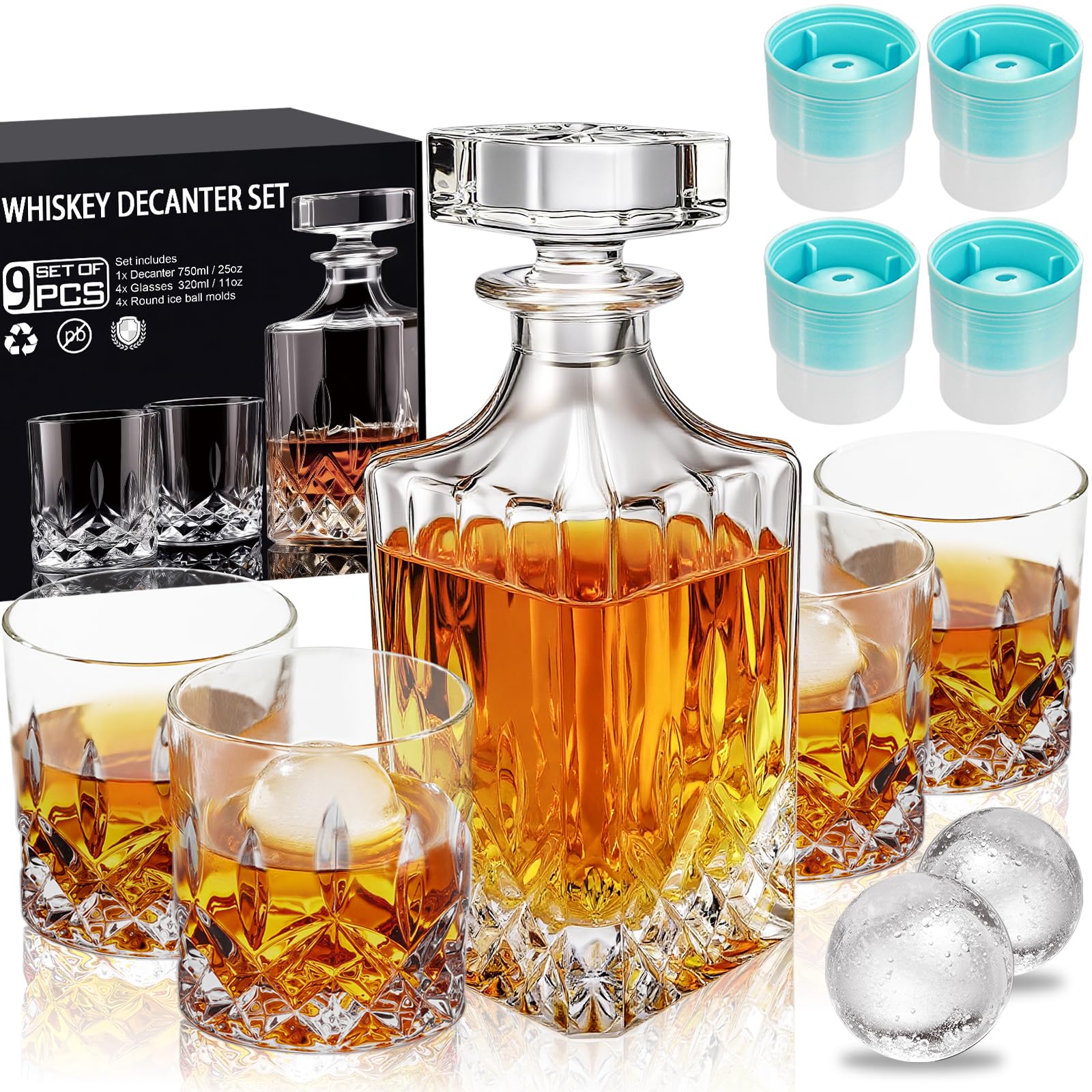 QUMMFA whiskey decanter 25oz highlights color for tasting