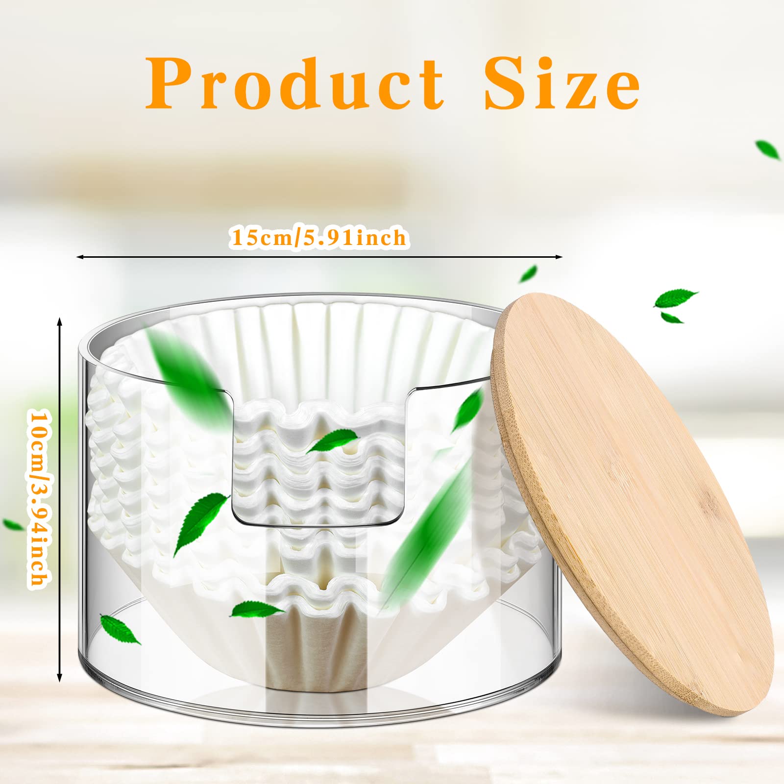 Qunclay coffee filter container with bamboo lid viewed from top.