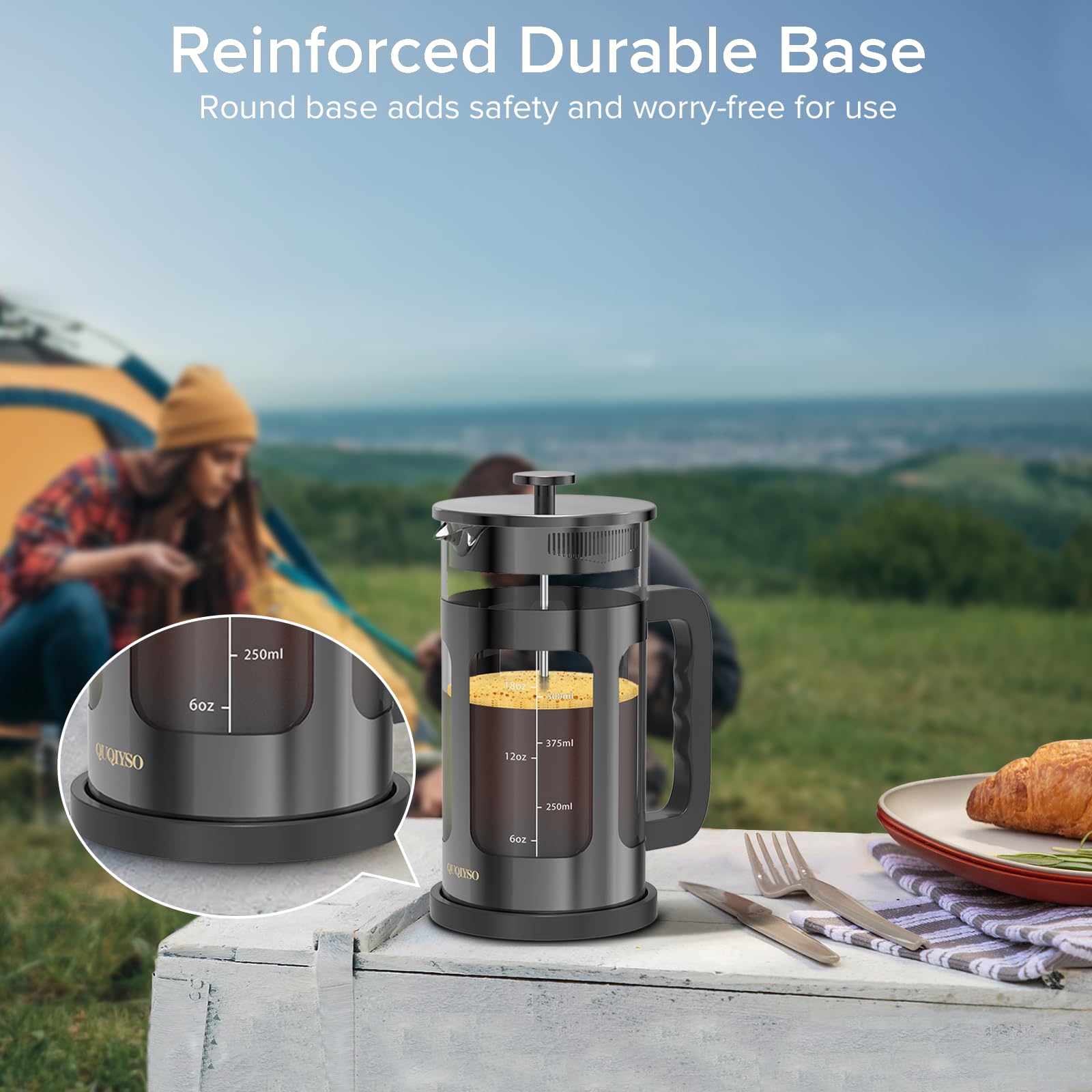 QUQIYSO 80-mesh filter delivers finer grounds separation for smoother taste.