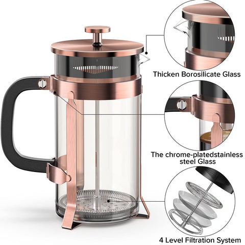 QUQIYSO French press also makes tea, hot chocolate, or infusions
