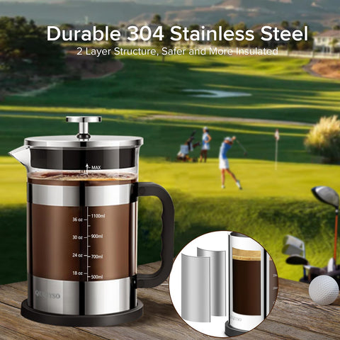QUQIYSO French Press 304 stainless filter for smooth extraction