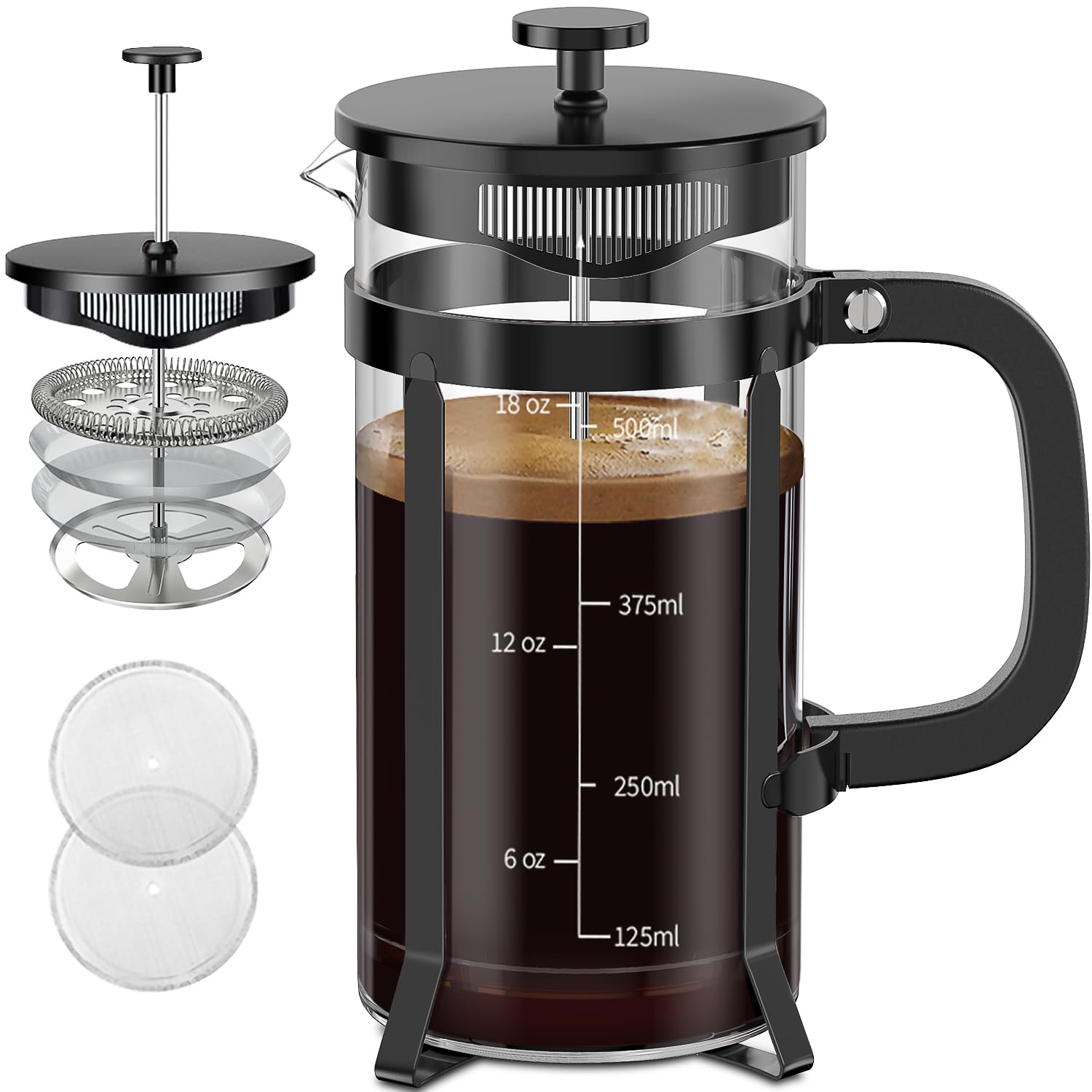 QUQIYSO French Press with durable 304 stainless steel body for rich, full bodied coffee