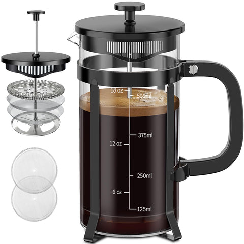 QUQIYSO French Press with durable 304 stainless steel body for rich, full bodied coffee